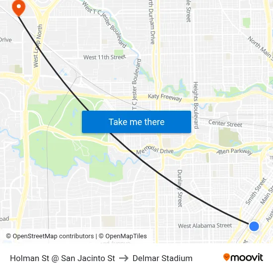 Holman St @ San Jacinto St to Delmar Stadium map