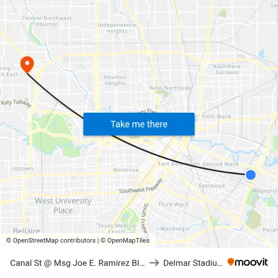 Canal St @ Msg Joe E. Ramirez Blvd to Delmar Stadium map