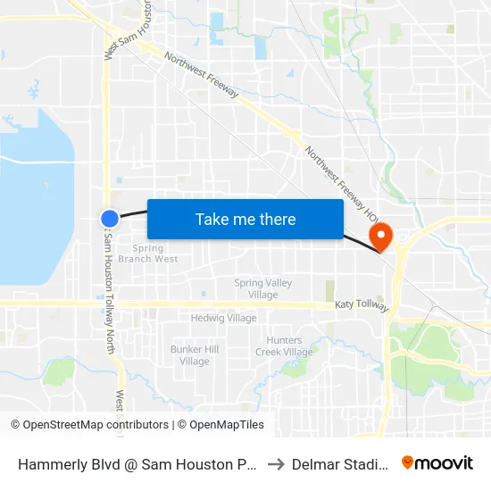 Hammerly Blvd @ Sam Houston Pkwy to Delmar Stadium map