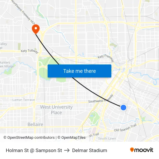 Holman St @ Sampson St to Delmar Stadium map