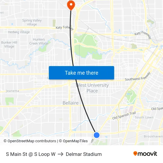 S Main St @ S Loop W to Delmar Stadium map