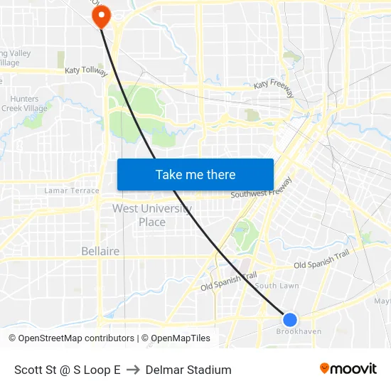 Scott St @ S Loop E to Delmar Stadium map