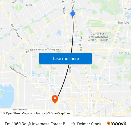 Fm 1960 Rd @ Inverness Forest Blvd to Delmar Stadium map