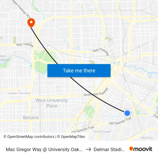 Mac Gregor Way @ University Oaks Bl to Delmar Stadium map