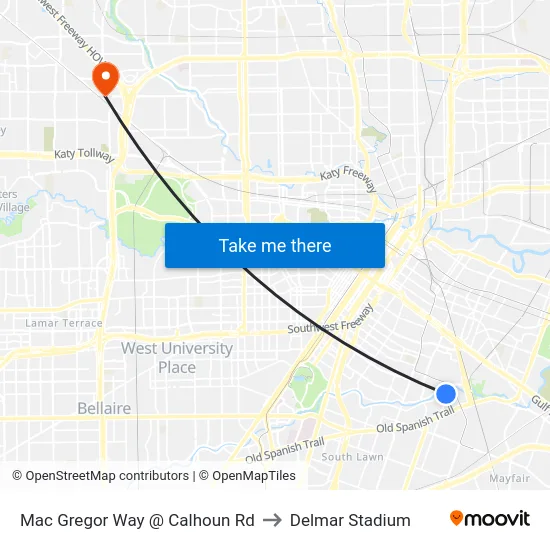 Mac Gregor Way @ Calhoun Rd to Delmar Stadium map