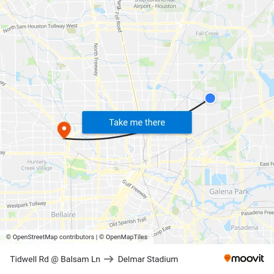 Tidwell Rd @ Balsam Ln to Delmar Stadium map