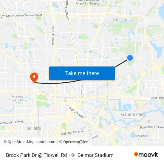 Brock Park Dr @ Tidwell Rd to Delmar Stadium map