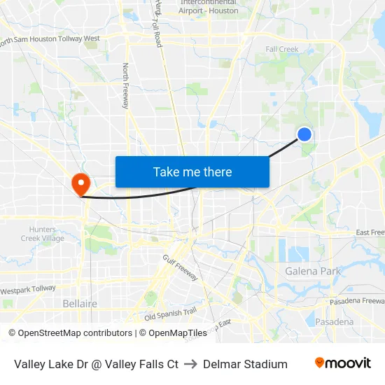 Valley Lake Dr @ Valley Falls Ct to Delmar Stadium map