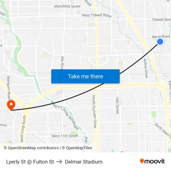 Lyerly St @ Fulton St to Delmar Stadium map