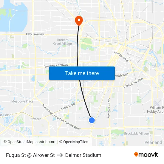 Fuqua St @ Alrover St to Delmar Stadium map