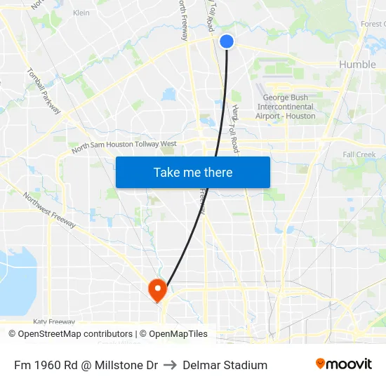 Fm 1960 Rd @ Millstone Dr to Delmar Stadium map