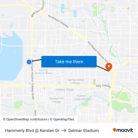 Hammerly Blvd @ Kersten Dr to Delmar Stadium map