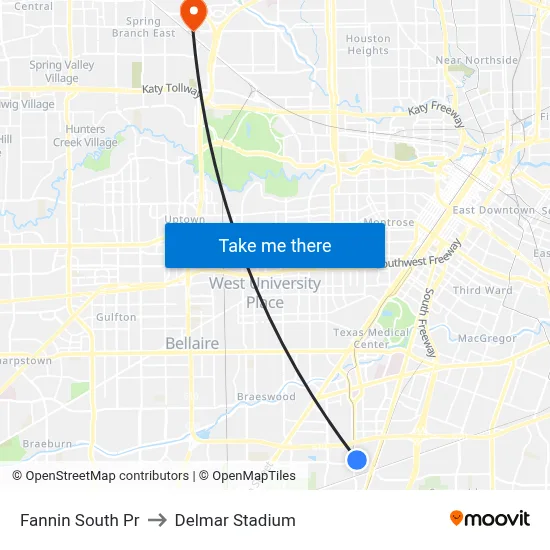 Fannin South Pr to Delmar Stadium map