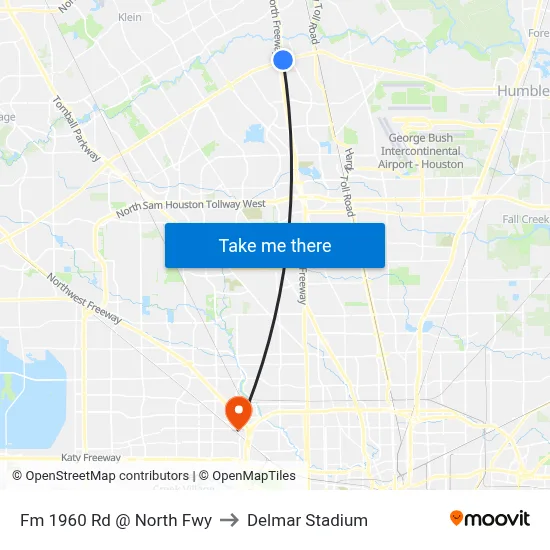 Fm 1960 Rd @ North Fwy to Delmar Stadium map