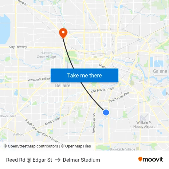 Reed Rd @ Edgar St to Delmar Stadium map