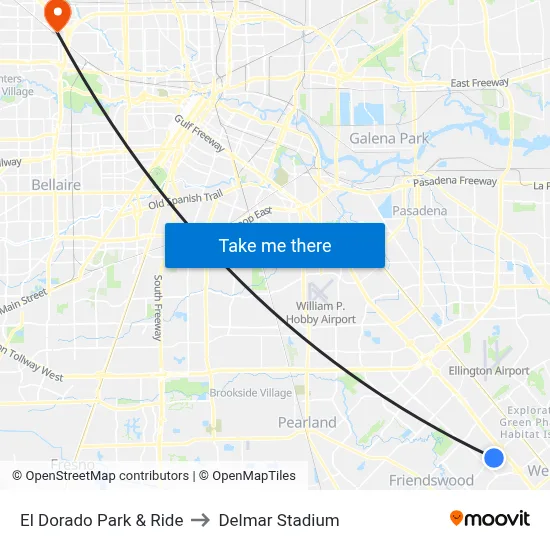 El Dorado Park & Ride to Delmar Stadium map