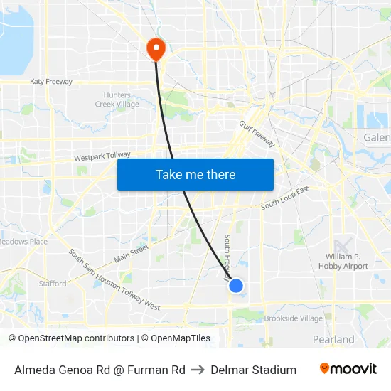 Almeda Genoa Rd @ Furman Rd to Delmar Stadium map