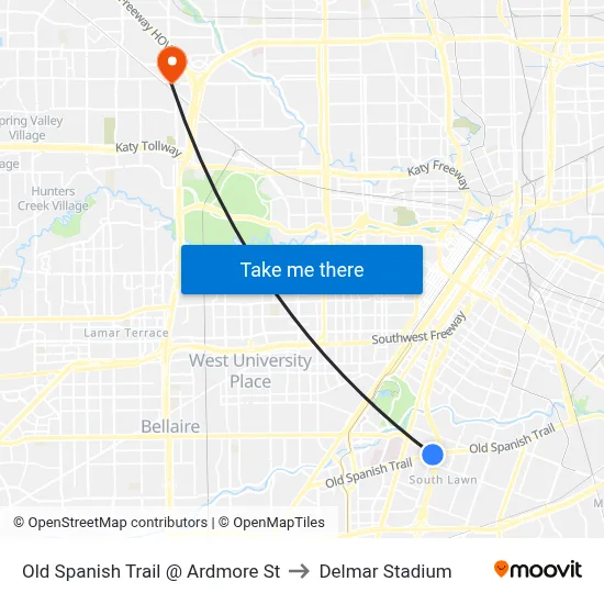 Old Spanish Trail @ Ardmore St to Delmar Stadium map