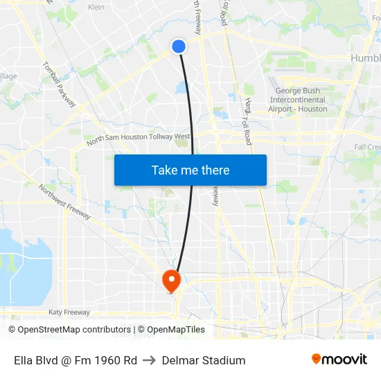 Ella Blvd @ Fm 1960 Rd to Delmar Stadium map