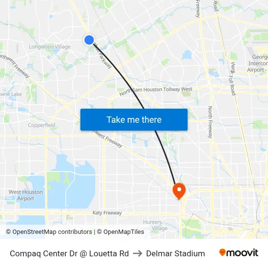 Compaq Center Dr @ Louetta Rd to Delmar Stadium map