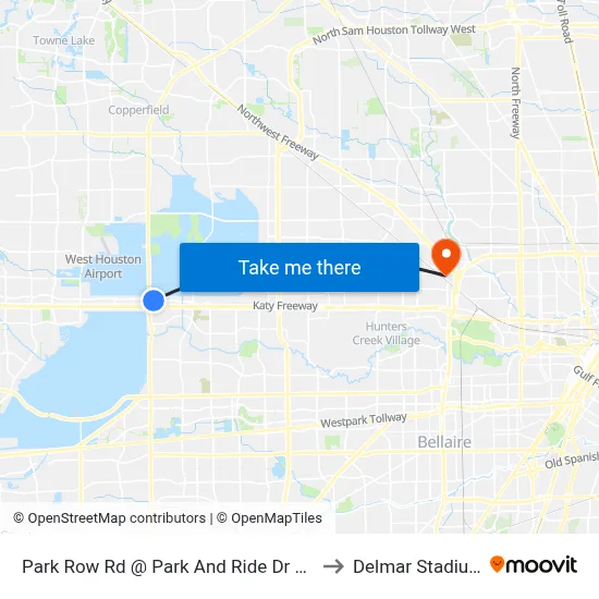 Park Row Rd @ Park And Ride Dr MB to Delmar Stadium map