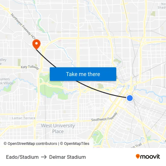 Eado/Stadium to Delmar Stadium map