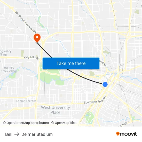 Bell to Delmar Stadium map