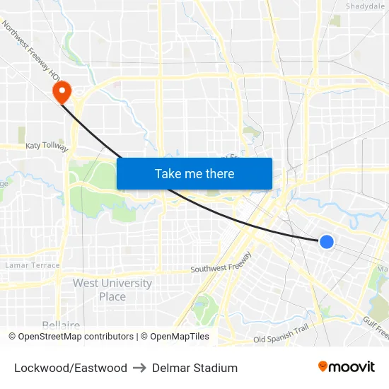 Lockwood/Eastwood to Delmar Stadium map