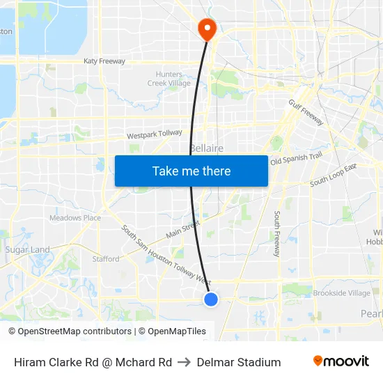 Hiram Clarke Rd @ Mchard Rd to Delmar Stadium map