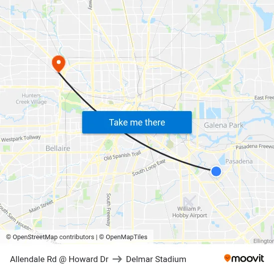 Allendale Rd @ Howard Dr to Delmar Stadium map