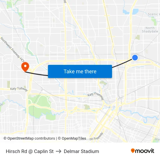 Hirsch Rd @ Caplin St to Delmar Stadium map