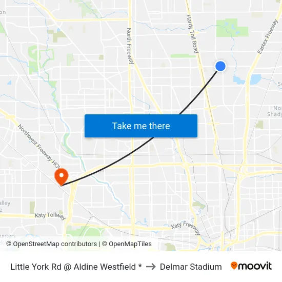 Little York Rd @ Aldine Westfield * to Delmar Stadium map