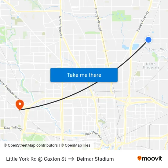 Little York Rd @ Caxton St to Delmar Stadium map