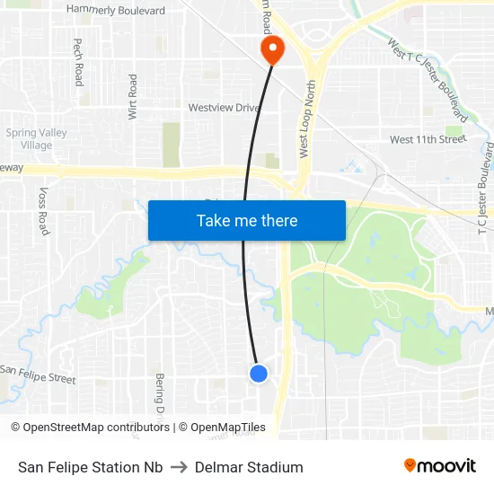 San Felipe Station Nb to Delmar Stadium map