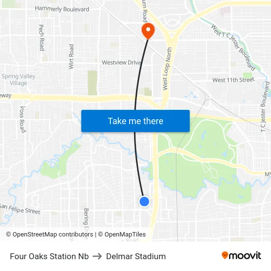 Four Oaks Station Nb to Delmar Stadium map