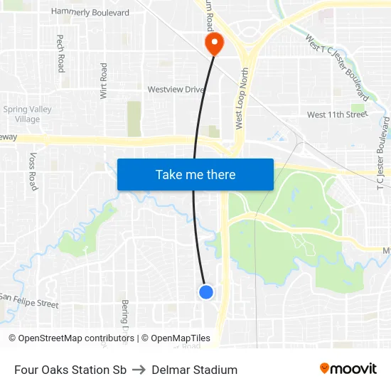 Four Oaks Station Sb to Delmar Stadium map