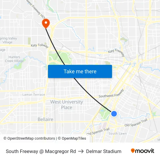 South Freeway @ Macgregor Rd to Delmar Stadium map