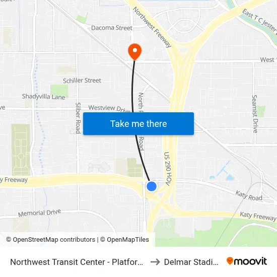 Northwest Transit Center - Platform 2 to Delmar Stadium map