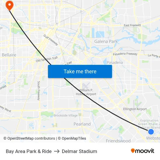 Bay Area Park & Ride to Delmar Stadium map
