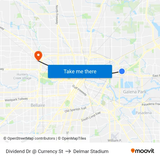 Dividend Dr @ Currency St to Delmar Stadium map