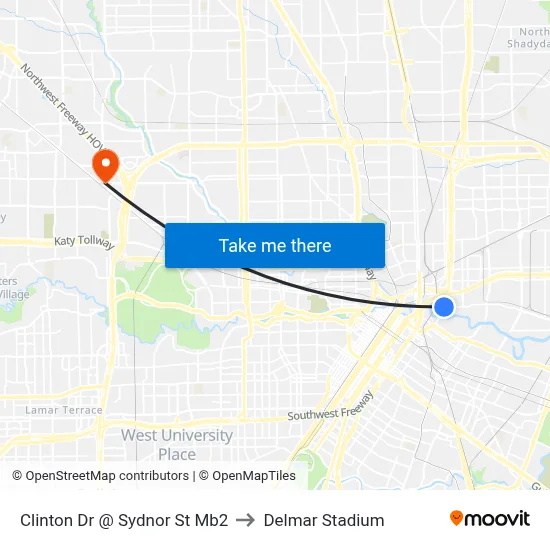 Clinton Dr @ Sydnor St Mb2 to Delmar Stadium map