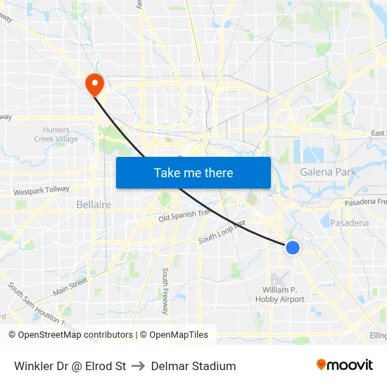 Winkler Dr @ Elrod St to Delmar Stadium map