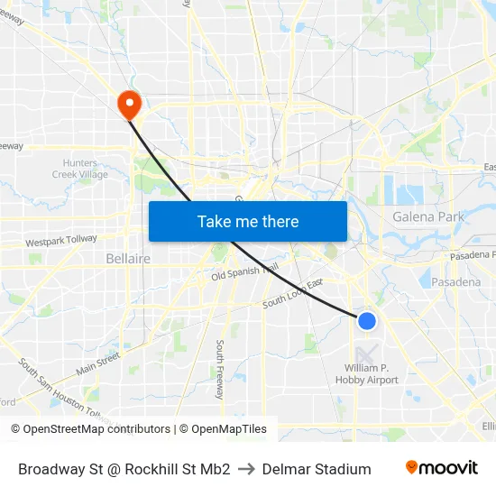 Broadway St @ Rockhill St Mb2 to Delmar Stadium map