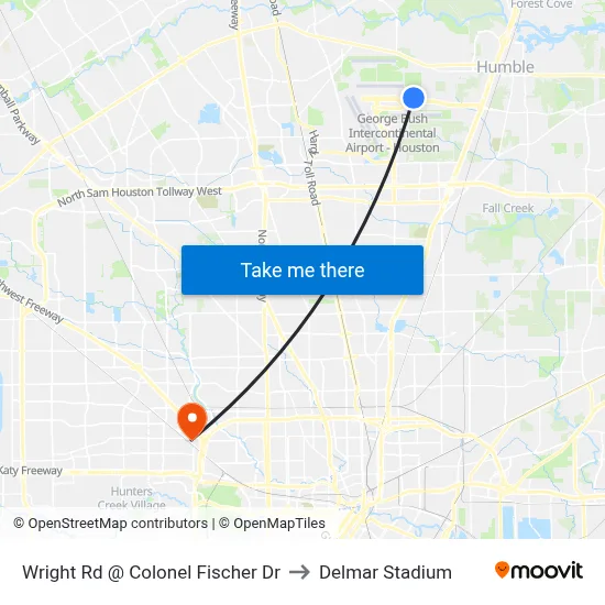 Wright Rd @ Colonel Fischer Dr to Delmar Stadium map