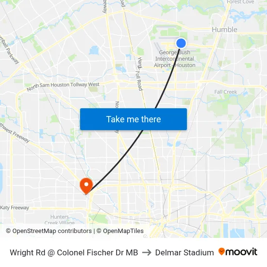 Wright Rd @ Colonel Fischer Dr MB to Delmar Stadium map