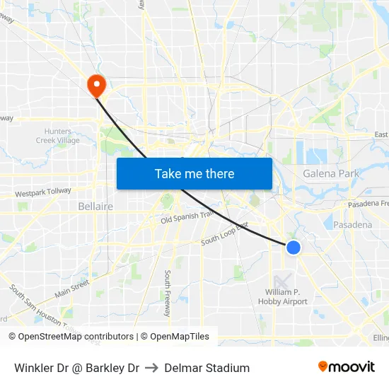 Winkler Dr @ Barkley Dr to Delmar Stadium map