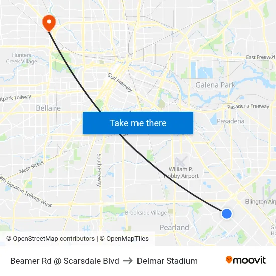 Beamer Rd @ Scarsdale Blvd to Delmar Stadium map