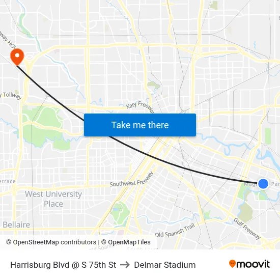 Harrisburg Blvd @ S 75th St to Delmar Stadium map