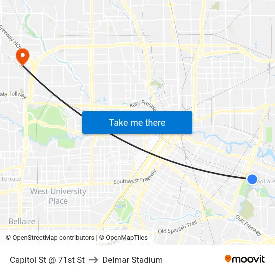Capitol St @ 71st St to Delmar Stadium map