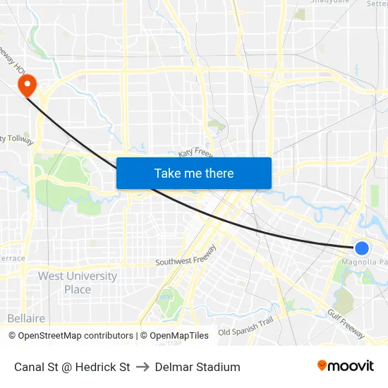 Canal St @ Hedrick St to Delmar Stadium map